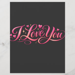 I Love You Minimalist Typography Design Custom Letterhead