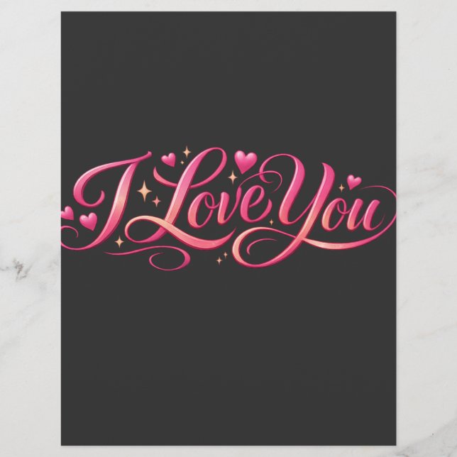 I Love You Minimalist Typography Design Custom Letterhead (Front)