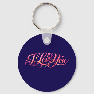 I Love You Minimalist Typography Design Key Ring
