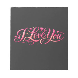 I Love You Minimalist Typography Design Notepad
