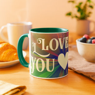I Love You Modern Heart Elegant Bold Cool Colourfu Mug