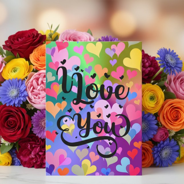 I Love You Modern Heart Elegant Colourful Cheerful Card (Creator Uploaded)