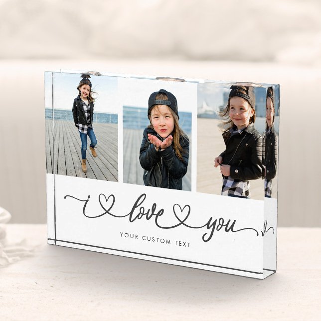 I Love You Modern Heart Script Mother's Day Photo Block (Creator Uploaded)