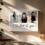 I Love You Modern Heart Script Photo Collage Canvas Print<br><div class="desc">I Love You! Great custom photo gift for grandparents, Valentine's Day, Mother's or Father's Day, or the Holidays: This modern photo canvas print is easy to customise with your 3 favourite photos. The text below can be personalised to read the name of the child or family members as well another...</div>