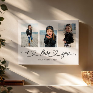 I Love You Modern Heart Script Photo Collage Canvas Print