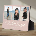 I Love You Modern Heart Script Photo Collage Plaque<br><div class="desc">I Love You! Great custom photo gift for grandparents, Valentine's Day, Mother's or Father's Day, or the Holidays: This modern photo plaque is easy to customise with your 3 favourite photos. The text below can be personalised to read the name of the child or family members as well another possible...</div>