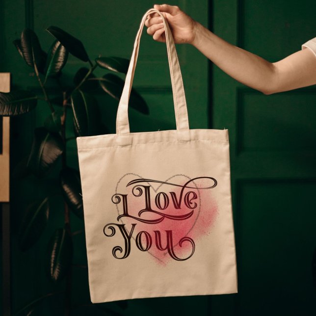 I Love You Modern Light Heart Graphic Elegant Text Tote Bag (Creator Uploaded)