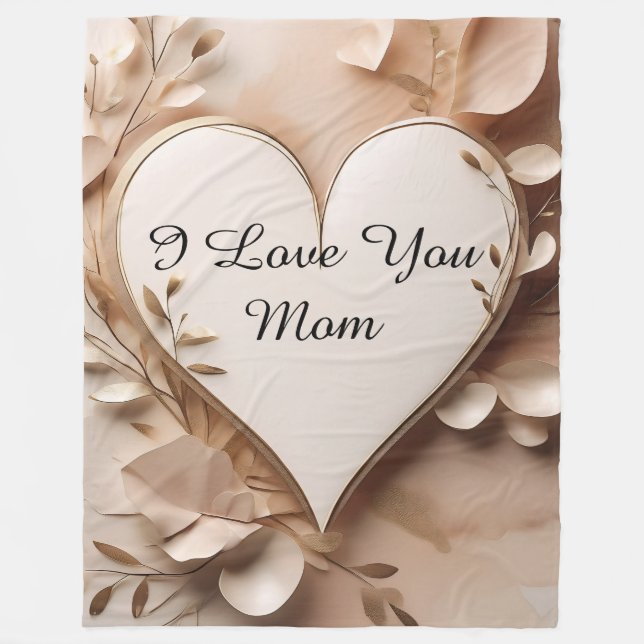 I Love You Mom Fleece Blanket (Front)