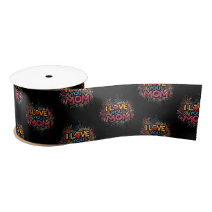 I Love You Mom / Graffiti Style Gift Ribbon Satin Ribbon