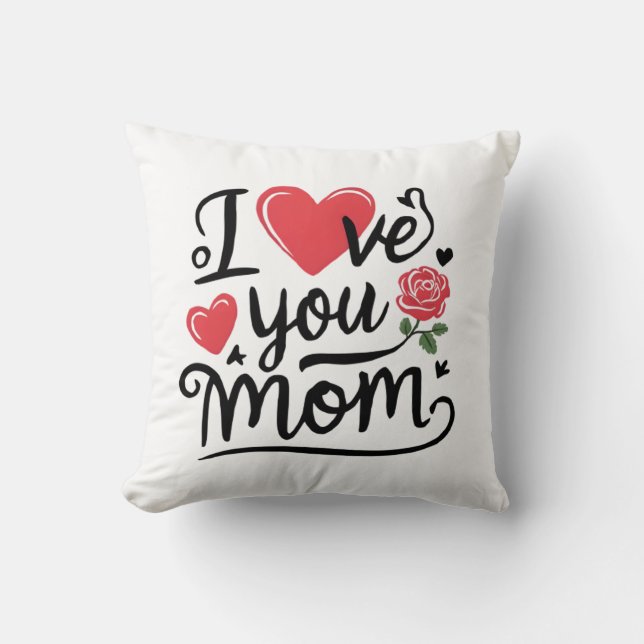 I Love You Mom Heartfelt Kids Design Cushion (Front)