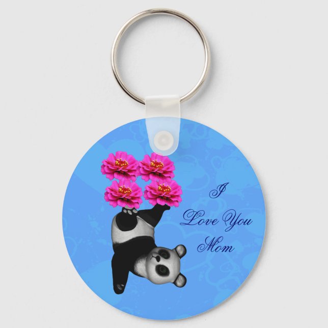 I Love You Mom Juggling Panda  Key Ring (Front)