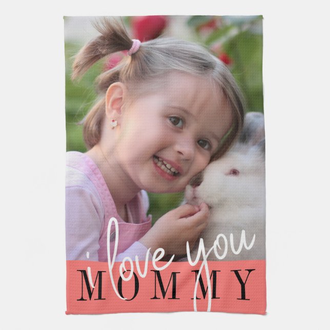 I Love You Mommy Custom Photo  Tea Towel (Vertical)