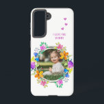 I LOVE YOU MOMMY Photo Colourful Floral Modern Samsung Galaxy Case<br><div class="desc">I LOVE YOU MOMMY Photo Colourful Floral Modern Smartphone Samsung Galaxy Case features your favourite photo surrounded by a floral wreath of colourful watercolor flowers. Personalised with your text such as "I love you mummy" in modern elegant calligraphy script typography. Perfect for birthday, Christmas, Mother's Day and more. PHOTO TIP:...</div>