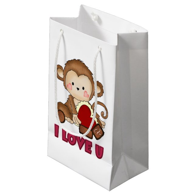 I Love you Monkey small gift bag (Front Angled)