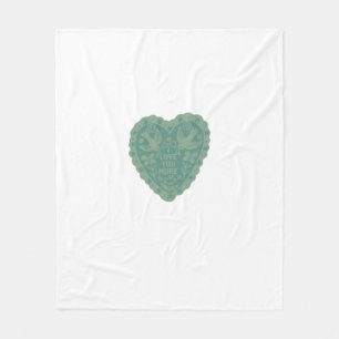 I Love You More Blue Green Heart Design  Fleece Blanket