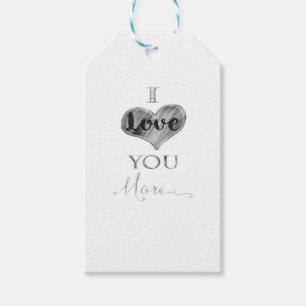I Love You More Chalkboard Heart Typography  Gift Tags