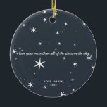 I love you more Christmas Tree Ornament<br><div class="desc">Show how much you love them with this heartfelt Christmas tree ornament featuring a starry sky and the phrase,  "I love you more than all of the stars in the sky." Makes a beautiful holiday gift. Text is customisable. Look for other coordinating products from Parcel Studios.</div>