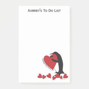 I Love You More! - Cute Penguin Cartoon Red Hearts Post-it Notes