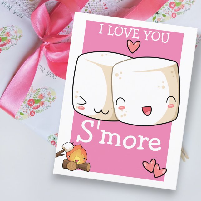 I Love You More Kawaii Marshmallow Postcard (I Love You More Kawaii Marshmallow Postcard from Ricaso. Send to your loved on at Valentines)
