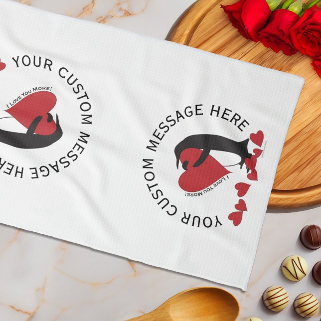 I Love You More! Penguin Red Heart Tea Towel (Creator Uploaded)