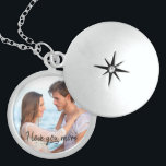 I Love You More - Romantic Couples Photo Locket<br><div class="desc">Beautiful sterling silver locket for your loved one,  which you can personalise with your favourite photo. The romantic wording reads "I love you more" and appears over your photo as a black text overlay in modern script typography. Please browse our store for similar products and alternative designs.</div>