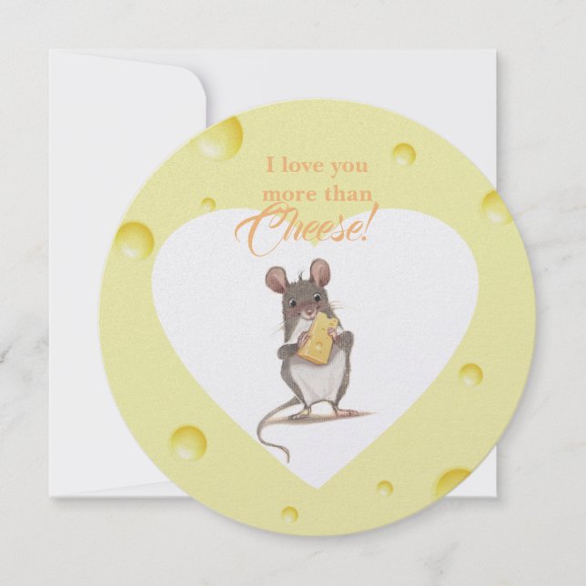 I love You More Than Cheese Round card (Front)