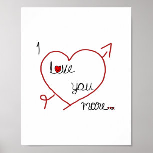 I Love You More With Big Heart Romantic Style  Poster