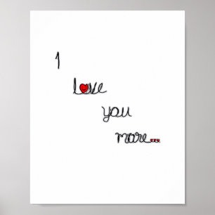 I Love You More With Red Hearts Romantic Design  Poster