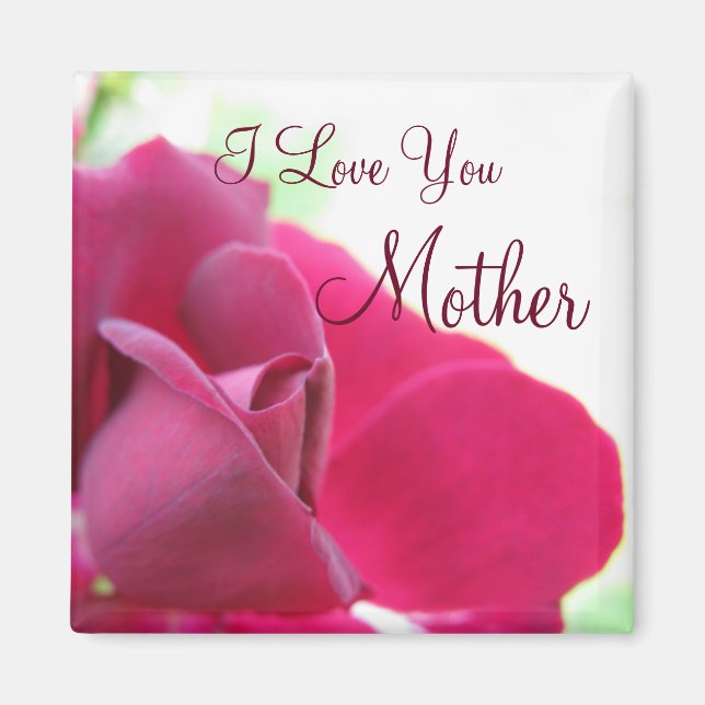 I Love You Mother Soft Pink Rose Mother's Day Magnet (Front)