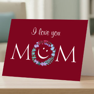 I Love You Mother's Day Floral Wildflowers Wreath  Card