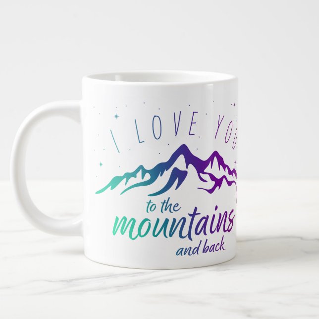 I Love You Mountains and Back (Love Mugs) Large Coffee Mug (Left)