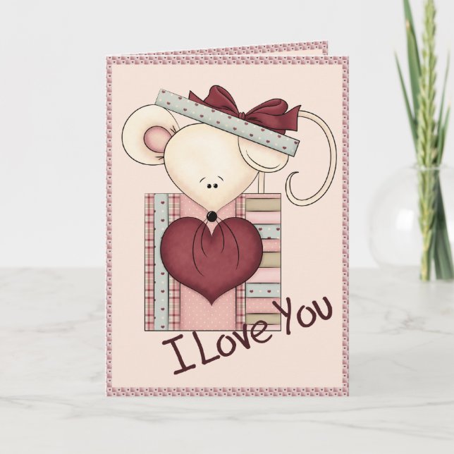 I Love You Mouse Holiday Card (Front)