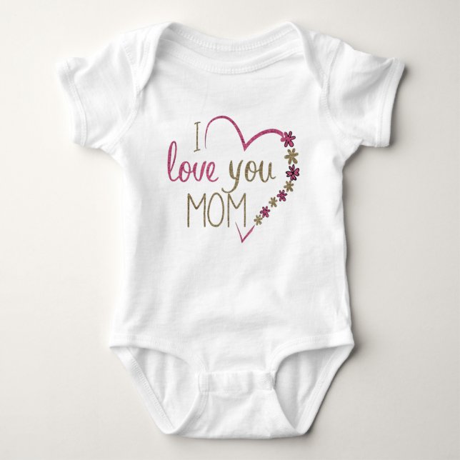 I Love You Mum Baby Jersey Bodysuit (Front)