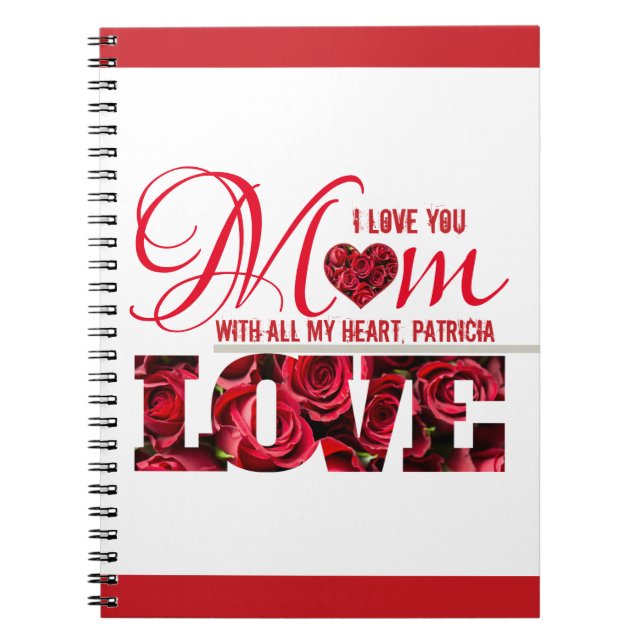 I Love You Mum Beautiful & Modern Typography Notebook (Front)