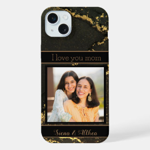 I Love you Mum Black and Gold Customisable  iPhone 15 Plus Case