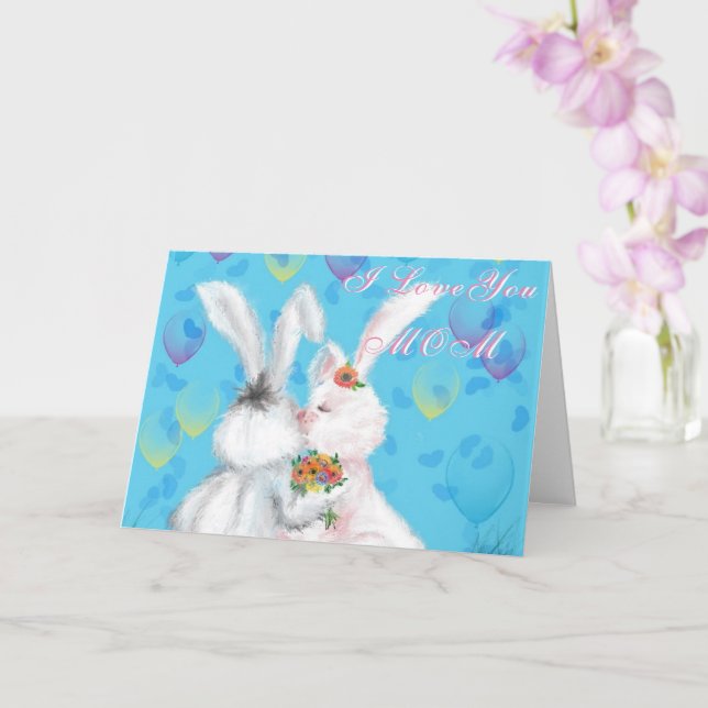 I Love You Mum Card Happy Mother's Day Bunny Hug (Orchid)