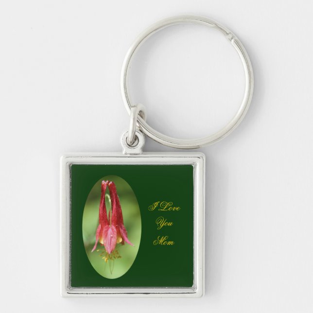 I Love You Mum Columbine Flower Keychain (Front)