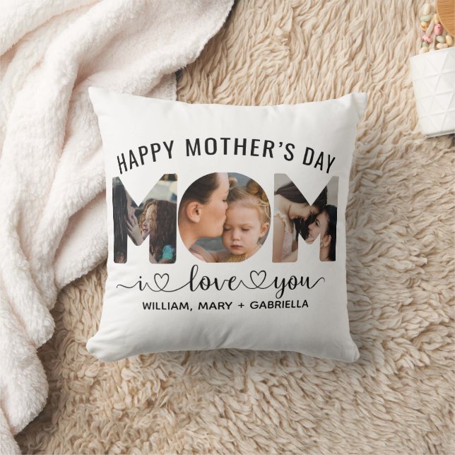 I Love You Mum Custom 3 Photo Collage,Mothers Day Cushion (Blanket)