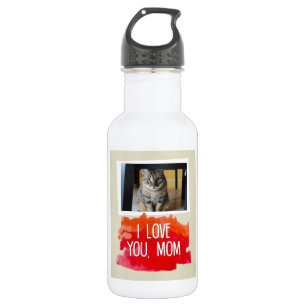 I Love You, Mum Custom Cat Photo Water Bottle (W)