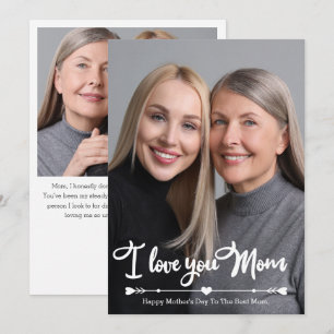 I Love You Mum Custom Two Photo Mother's Day Card