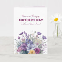 I Love You Mum Custom Watercolor Wildflowers