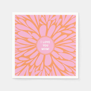 I love you mum floral burst pastel orange pink napkin