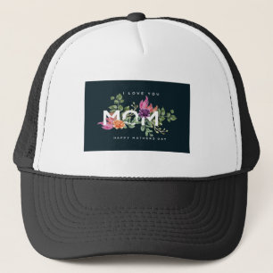 I Love You Mum Floral Design Trucker Hat