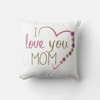 I Love You Mum Floral Heart Cushion