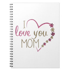 I Love You Mum Glitter Heart Notebook