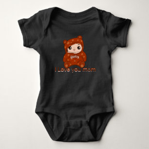 I love you Mum heart custom text MOM Baby Bodysut  Bodysuit