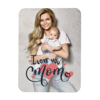 I love you mum heart typography mother's day photo magnet