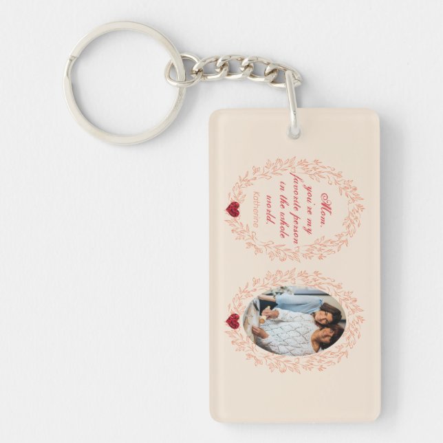 I Love You Mum Modern Photo Keepsake Mothers Day Key Ring (Front)