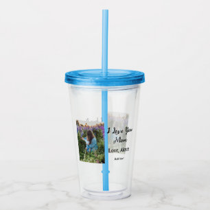 I love you mum mother's day elegant add photo text acrylic tumbler