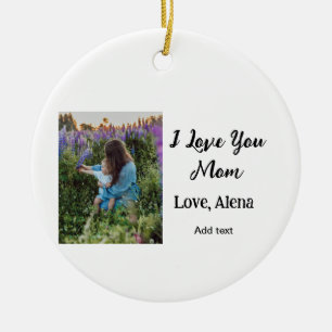 I love you mum mother's day elegant add photo text ceramic tree decoration